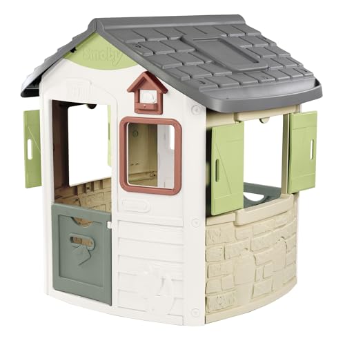 Smoby Life - Jura Lodge Spielhaus (115x123x132 cm) mit 54% Recycling-Anteil - wetterfestes Gartenhaus für Kinder mit Vogel-Futterstelle - Outdoor-Kinderhaus für Garten oder Terrasse - ab 2 Jahre von Smoby