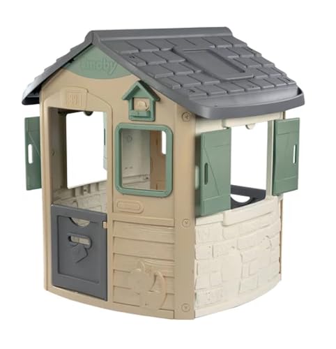 Smoby Life - Neo Jura Lodge Spielhaus (115x123x132 cm) mit 31% Recycling-Anteil - wetterfestes Gartenhaus für Kinder ab 2 Jahre mit Vogel-Futterstelle - Outdoor-Kinderhaus für Garten oder Terrasse von Smoby