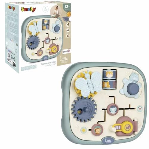 Smoby Little Activity Board ab 1 Jahr (23,5x25 cm) - Lern- & Motorik-Spielzeug mit 5 Aktivitäten in niedlicher Tier-Gestaltung für Babys und Kinder ab 12 Monate von Smoby