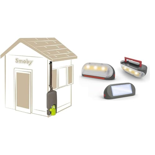 Smoby – Regenfass mit Gießkanne – Zubehör für Smoby Spielhäuse & Solarlampe mit Tragegriff - Zubehör für Spielhaus, abnehmbare Lampe von Smoby