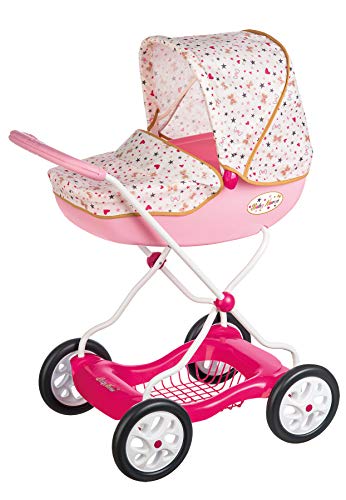 Smoby 250403 Shara Baby Nurse Kinderwagen für Babypuppen bis 42 cm, mit Bodenablage, für Kinder ab 3 Jahren, Rosa, one Size von Smoby