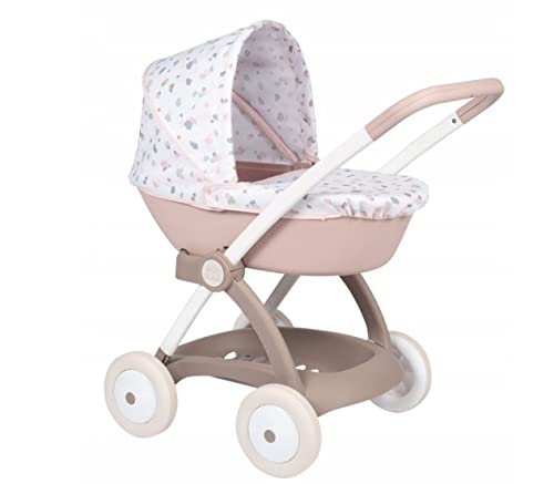 Smoby - Baby Nurse Puppenwagen mit Verdeck - Griffhöhe: 58 cm, für dein Püppchen bis 42 cm, mit Stoffbezug, für Kinder ab 18 Monaten von Smoby