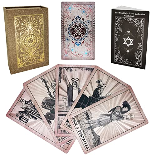 Smoostart 78 Tarotkarten mit Anleitung (evtl. Nicht in Deutscher Sprache), PVC, wasserdicht, Anti-Falten, Luxus-Goldfolie, Waite-Tarotkarten, Deck mit exquisiter Box (Hellbraun) von Smoostart