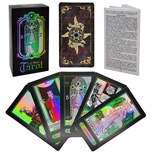 Smoostart Holographische Tarotkarten aus PVC mit Bedeutungen darauf (Holographisch) von Smoostart