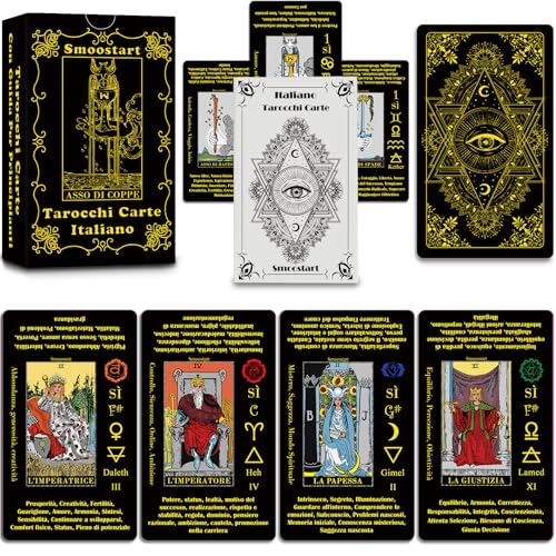 Smoostart Italienische Tarotkarten mit Bedeutungen, Tarotkarten Deck mit Leitfaden für Anfänger, Schlüsselwörter, Element, Planet, Sternzeichen, Chakra, Ja oder Nein, Musiktonlage, Numerologie, Smoostart Italienische Tarotkarten mit Bedeutungen, Tarotkarten Deck mit Leitfaden für Anfänger, Schlüsselwörter, Element, Planet, Sternzeichen, Chakra, Ja oder Nein, Musiktonlage, Numerologie, von Smoostart