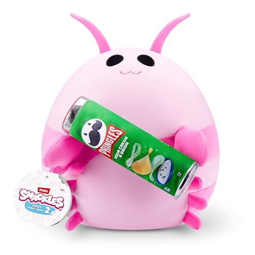 Snackles 77573B, Pink Shrimp (Pringles, Sour Cream & Onion), Serie 2, 35 cm großes Plüschspielzeug, Medium (35 cm) von Snackles