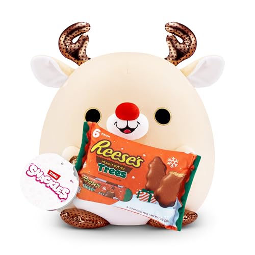 Snackles Christmas 35 cm, Reindeer and Reese's Peanut Butter Trees by ZURU Cuddly Squishy Comfort Plush with License Snack Brand Accessory (Reindeer, Reese's Peanut Butter Trees) von Snackles