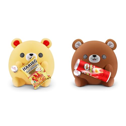 Snackles Series 1 Wave 2 Golden Bear (Haribo) & Series 1 Wave 2 Bear (Pringles), Surprise Medium Plush, Ultra Soft Plush, 35 cm, Collectible Plush with Real Brands, Bear (Pringles) von Snackles