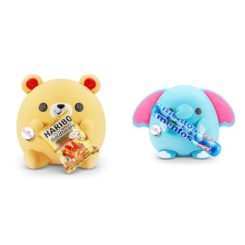 Snackles Series 1 Wave 2 Golden Bear (Haribo) & Series 1 Wave 2 Elephant (Mentos), Surprise Medium Plush, Ultra Soft Plush, 35 cm, Collectible Plush with Real Brands, Elephant (Mentos) von Snackles