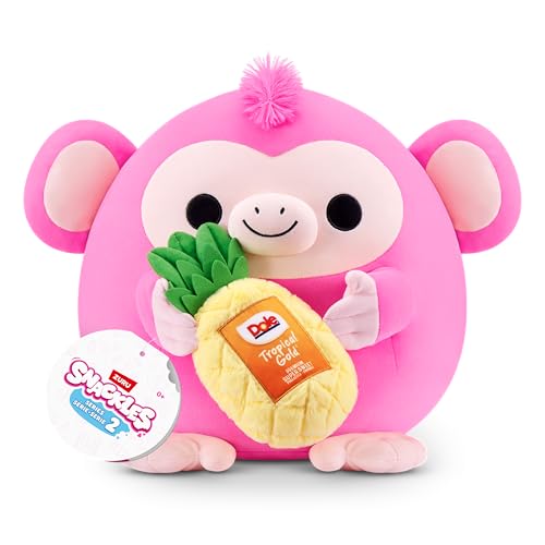 Snackles Series 2 Wave 2, Snack Swap, Monkey, 20 cm by ZURU Cuddly Squishy Comfort Plush with License Snack Brand Accessory (Monkey, Dole Pineapple) von Snackles