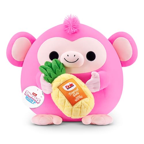 Snackles Series 2 Wave 2, Snack Swap, Monkey, 50 cm by ZURU Cuddly Squishy Comfort Plush with License Snack Brand Accessory (Monkey, Dole Pineapple) von Snackles