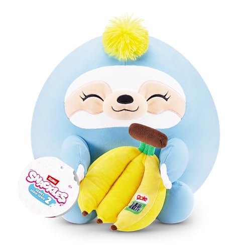 Snackles Series 2 Wave 2, Snack Swap, Sloth, 20 cm by ZURU Cuddly Squishy Comfort Plush with License Snack Brand Accessory (Sloth, Dole Banana) von Snackles