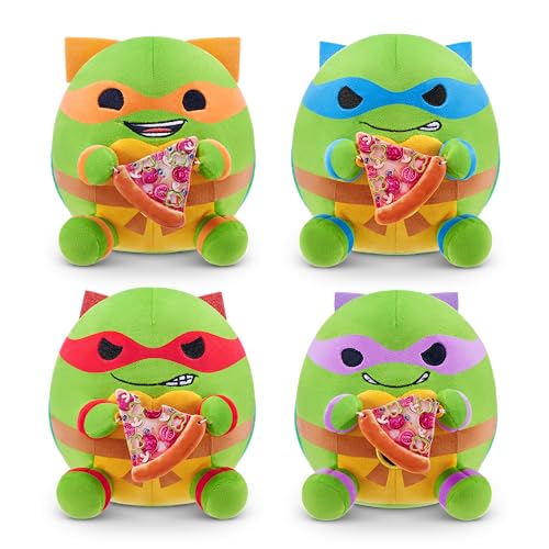 Snackles Teenage Mutant Ninja Turtles Edition von ZURU, 13 cm, Plüsch, flauschig-weiches, 13 cm großes Teenage Mutant Ninja Turtles Plüschspielzeug mit Pizza-Accessoire. von Snackles