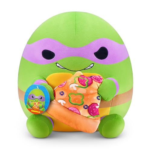 Snackles Teenage Mutant Ninja Turtles Edition von ZURU, 35 cm, Plüsch, flauschig-weiches, 35 cm großes Teenage Mutant Ninja Turtles Plüschspielzeug mit Pizza-Accessoire. (Donatello) von Snackles