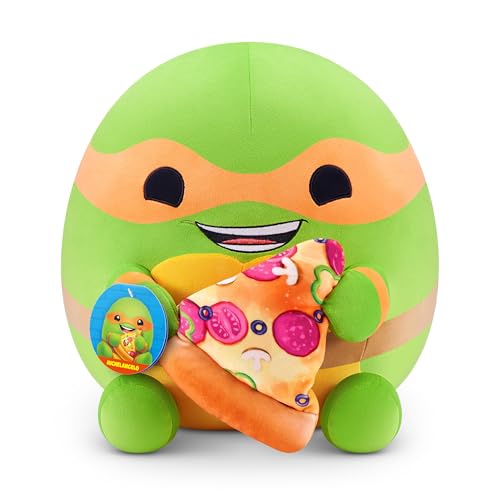 Snackles Teenage Mutant Ninja Turtles Edition von ZURU, 35 cm, Plüsch, flauschig-weiches, 35 cm großes Teenage Mutant Ninja Turtles Plüschspielzeug mit Pizza-Accessoire. (Michelangelo) von Snackles