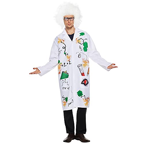 EraSpooky Erwachsene Männer Mad Scientist Kostüm Laborkittel Halloween Rollenspiele Outfits mit Perücken Size L von Snailify