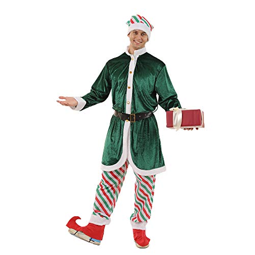 EraSpooky Herren Santa Elf Kostüm Deluxe Santa's Helper Cosplay Kostüm für die Weihnachtsfeier Size M von Snailify