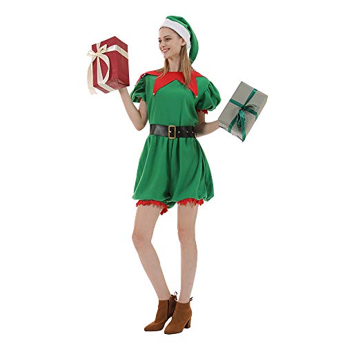 EraSpooky Weihnachtselfe Weihnachtsmann Helfer Kostüm für Damen Party Kostüm mit Hut Size L von Snailify