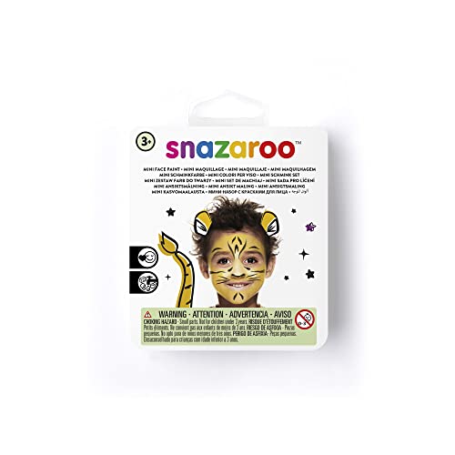 Snazaroo 1172081 Kinderschminke Mini Set Tiger, 3 Schminkfarben, Farben: Gelb, Weiß, Schwarz, 1 Pinsel, 1 Schwämmchen von Snazaroo