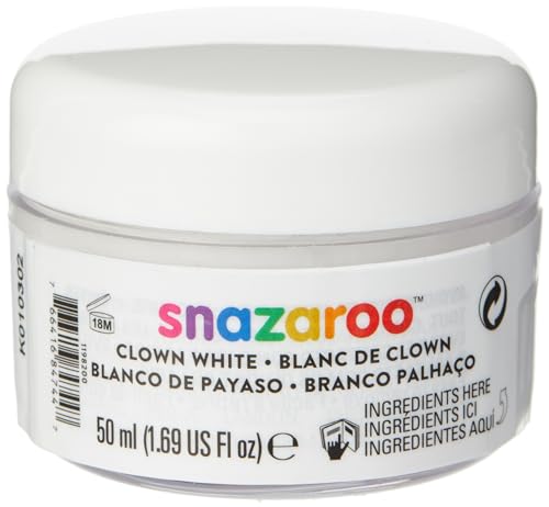 Snazaroo 1198200 Kinderschminke, hautfreundliche hypoallergene Gesichtschminke auf Wasserbasis, wasservermalbar, parabenfrei, clownweiß, 50 ml Topf von Snazaroo