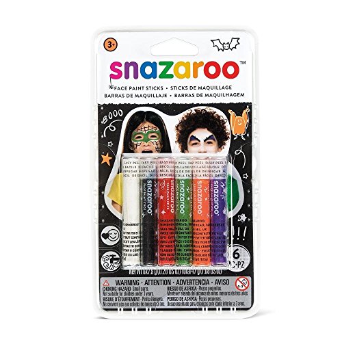 Snazaroo 1172012 Schminkstift Set, 6 Gesichtsfarben frei von Duftstoffen, hautfreundlich und mit Wasser und Seife zu entfernen - Ideal für Partys, Halloween, Fasching, Karnavel - Set Halloween von Snazaroo