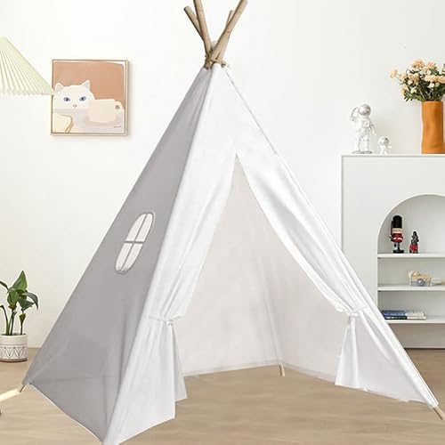 Snewvie Kinder Tipi Zelt, klassisches indisches Spielzelt für Kinder, faltbares Spielhaus für drinnen oder draußen, Kinderzelte aus Polyester für Mädchen und Jungen mit Tragetasche,Weiß von Snewvie