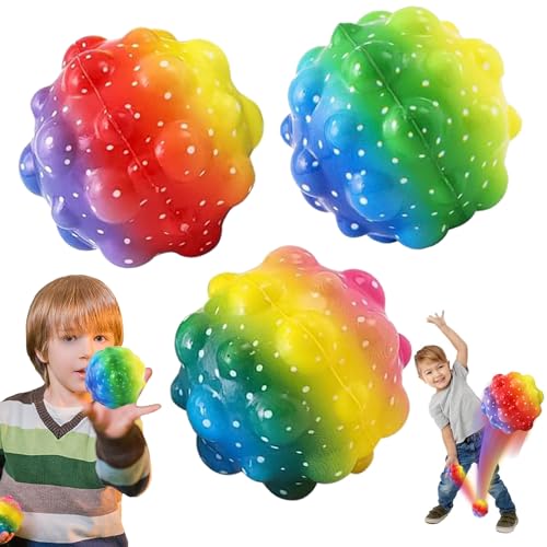 Snowtain 3 Pcs Astro Jump Ball, Moon Ball Space Ball Mini Bouncing Ball Toy, Bounce Loch Ball Hohe Springender Gummiball für Kinder Geschenk Spielzeug Stressabbau. von Snowtain