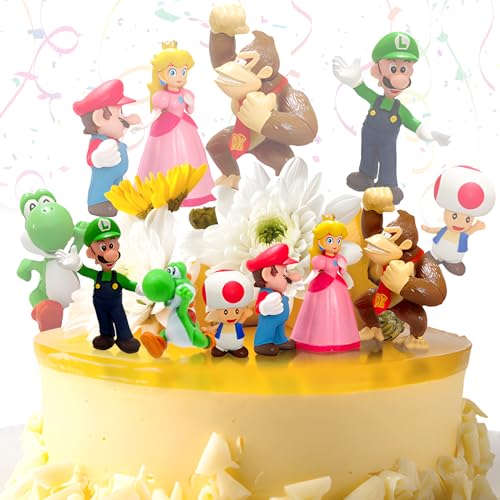 Snowtain Super Tortendeko Geburtstag, 6 Pcs Tortendeko Cartoon Kindergeburtstag, Cartoons Kuchen Topper Spielzeug für Mädchen Junge Geburtstags Party Liefert, Wiederverwendbar von Snowtain