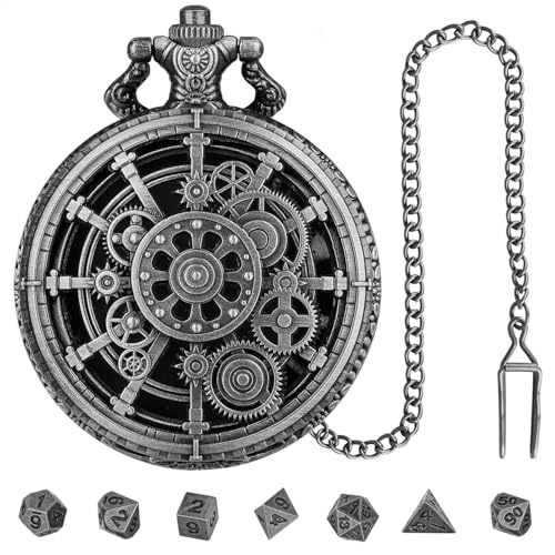 Pocket Watch Dice, Family Party Dice, Metal Dices Set, Role Playing Dice, Small Metal Dices Set for Role Playing Games and Tabletop Entertainment Activities Pocket Watch Dices von Snsengg