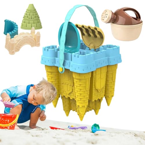 Sandburg-Bausatz | Strandspielzeug-Set | Kreatives Sandburgen-Set | Robuster Netz-Aufbewahrungsrucksack, Strand-Sandspielzeug, Reisefreundliches Sandburg-Set, Lustiges Strandspielzeug-Set, Kinder-Stra von Snsengg