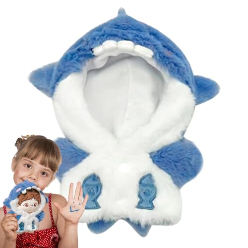 Shark Hoodie für Puppen, Puppenkleidung Anzug, Plüschpuppenkleidung, Puppenzubehör Set, Dress Up Spielzeug für Puppen 25x20x1cm/9.84x7.87x0.39 Zoll zum Verkleiden mit Zubehör von Snsengg