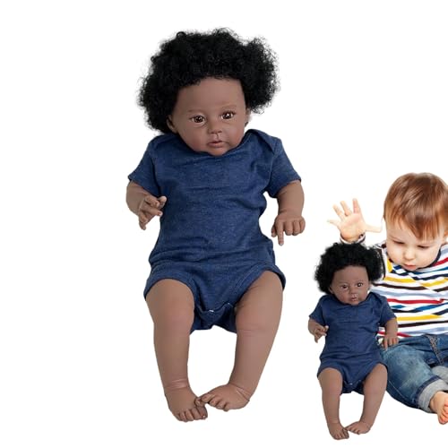 Snsengg Black Reborn Dolls Realistic Toddler Doll Full Body Toddler Doll Real Life Dolls Realistic Full Body 50.8 cm Black Reborn Toddler Doll For Kids Simulation Play And Learning von Snsengg