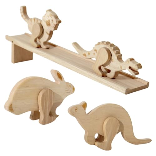 Snsengg Fun Educational Block, Wooden Animal Blocks, Inertial Walking Toy, Learning Animal Toys for Developing Motor Skills 6.69x3.15x1.3 Inches Wood Color von Snsengg