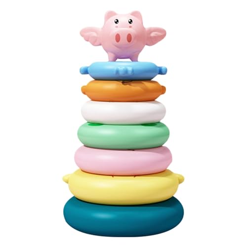 Snsengg Rainbow Ring Tower Stapler - Regenbogen Stapelringe Spielzeug Classic Stacker Toys - Spielen und Lernen Zahlen Aktivitätsspielzeug, passende Ringe und Farberkennung von Snsengg