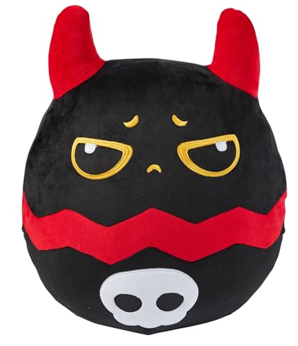 Snuggaboos Jumpo Shadowpaws The Devil Cat Squish: 14 Inch Super Soft Plush Pillow Toy - Unique and Cuddly Black Cat Stuffed Animal Plushie with Red Horns - Perfect for Kids and Adults von Snuggaboos