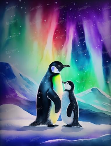 Bunte Aurora-Pinguine, 1000-teiliges Puzzle für Erwachsene, herausforderndes Puzzle, gewagt zu versuchen, DIY Familienunterhaltung, interaktives lustiges Puzzle, Geschenk, Kunst, Heimdekoration von Snuqevc