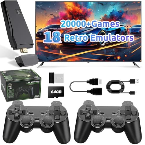 Retro Spielekonsole Retro Game Stick 4K HDMI Ausgang Plug & Play Videospiele für TV, Spielkonsole mit 20000+ Spiele und 2 Gamepads Spiele Geschenk für Jungen & Erwachsene von Snxiwth