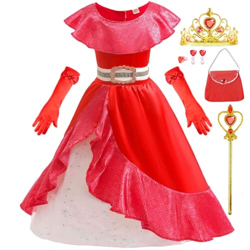 Snyemio Elena Kostüm Mädchen Prinzessin Kleid Kinder für Weihnachten Halloween Karneval Verkleidung, 104-110(Etikett 110) von Snyemio