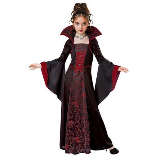 Snyemio Vampir Kostüm Mädchen Gothic Vampirkostüm Schwarz Kinder Halloween Kleid Karneval Fasching Verkleidung, 104-110(Etikett 100) von Snyemio