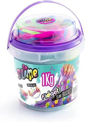 So Slime 1KG Fidget Slime Eimer Bunter Schleim + Aufbewahrungseimer und Fidget Toys Stretch and Squeeze ASMR von So Slime