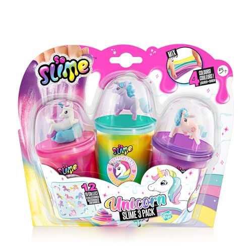 C Toys SSC 269 Slime-Gläser, Metall, Einhorn-Figuren, ab 5 Jahren, 3 Stück von Canal Toys