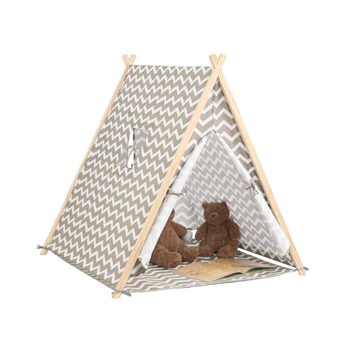 SoBuy Spielzelt OSS02-HG, 1 Stück (1er Pack), Hellgrau/Welle, für Kinder, unisex, BHT ca.: 104x110x100cm, mit 2 Türen und einem Fenster, ideal für Garten oder Wohnung von SoBuy