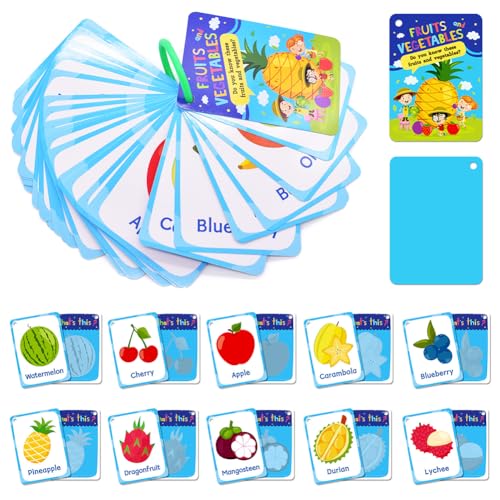50 Stück Kinderkarten, Lernspielzeugkarten, Obst- und Gemüsekarten, kognitive Bildungskarten, Spielzeug ab 2 Jahre, geeignet für die Früherziehung von Kindern von SoLLek