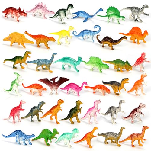 SoLLek 39 Stück Dinosaurier Figuren,Dinosaurier Spielzeug,Dinosaurier Tier Modelle, Realistische Dinosaurier Modelle, Lebendige Tier Modelle, Kindergeburtstag Party Geschenk Kuchen Dekoration von SoLLek