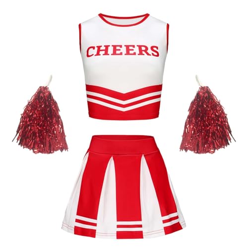 Sobzia Cheerleader Kostüm Damen Rot,Cheerleader Kostüm Damen Blau,Tischkalender,Cheerleader Kostüm,Karneval Kostüm Damen Cheerleader,Fußball Adventskalender,Kostüm Karneval Damen, von Sobzia