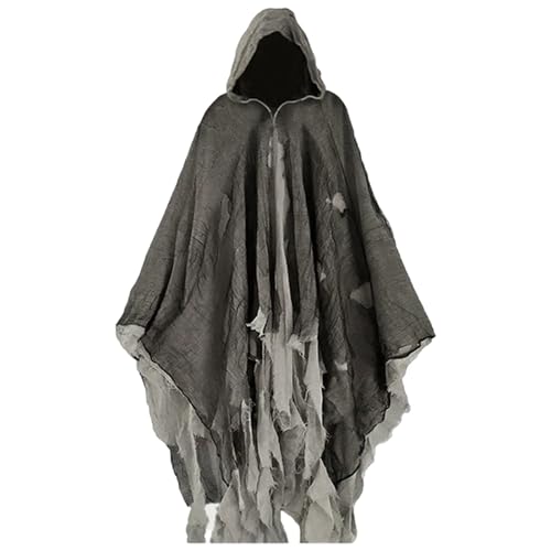 Sobzia Halloween Geister Umhang mit Kapuze Halloween Kostüm Gruselig Sensenmann Kostüm Erwachsene Geist Cape Outfit Cosplay Kostüme für Herren Damen Sobzia Halloween Geister Umhang mit Kapuze Halloween Kostüm Gruselig Sensenmann Kostüm Erwachsene Geist Cape Outfit Cosplay Kostüme für Herren Damen von Sobzia