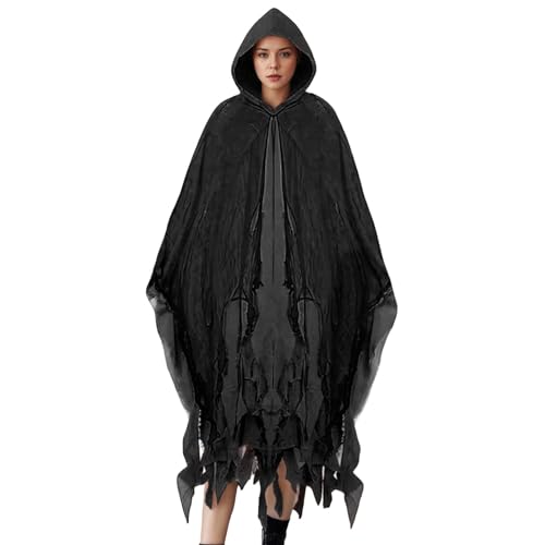 Sobzia Halloween Geister Umhang mit Kapuze Halloween Kostüm Gruselig Sensenmann Kostüm Erwachsene Geist Cape Outfit Cosplay Kostüme für Herren Damen Sobzia Halloween Geister Umhang mit Kapuze Halloween Kostüm Gruselig Sensenmann Kostüm Erwachsene Geist Cape Outfit Cosplay Kostüme für Herren Damen von Sobzia