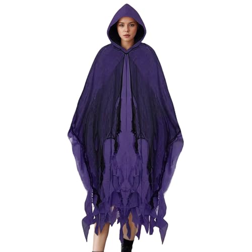 Sobzia Halloween Geister Umhang mit Kapuze Halloween Kostüm Gruselig Sensenmann Kostüm Erwachsene Geist Cape Outfit Cosplay Kostüme für Herren Damen Sobzia Halloween Geister Umhang mit Kapuze Halloween Kostüm Gruselig Sensenmann Kostüm Erwachsene Geist Cape Outfit Cosplay Kostüme für Herren Damen von Sobzia