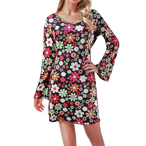 Sobzia Hippie Oberteil Damen:Black Friday Angebote 2024 Ab Wann:Karneval 70er Jahre Party Hippie Accessoires Karnevalskostüm 60er Jahre Disco Accessoires Kleid Hippie 70er Jahre Accessoires von Sobzia