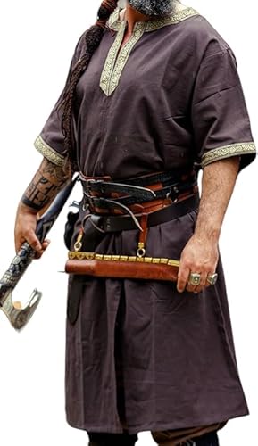 Sobzia Mittelalter Kleidung Herren,Renaissance Kleid,Mittelalter Hemd Herren,Karneval Kostüm,Cosplay Herren,Viking,Deals Of the Day,Piratenkostüm Herren, von Sobzia